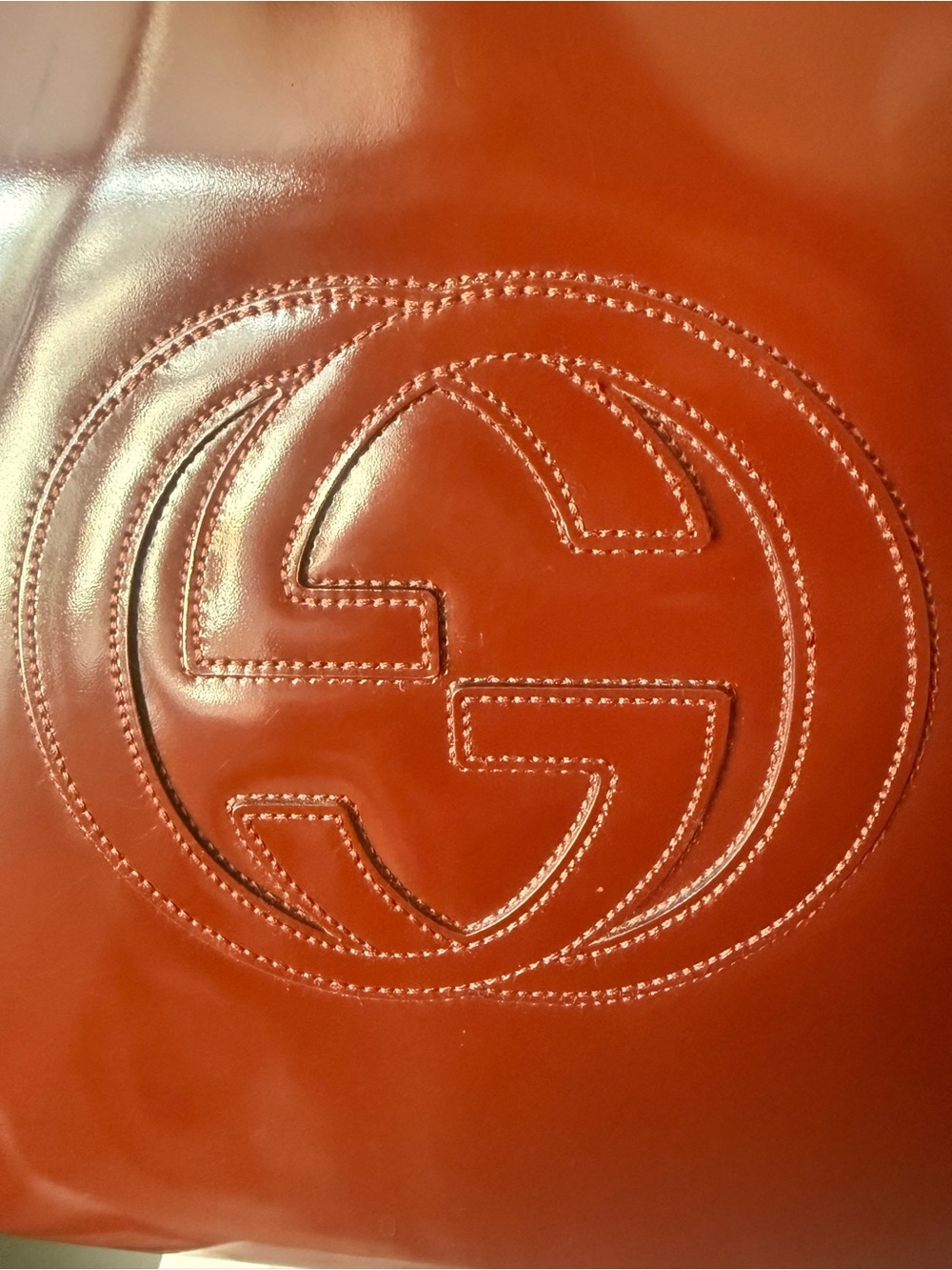 Gucci Interlocking GG Patent Leather Shoulder Bag w/COA-Vintage GUC!! - Picture 3 of 11